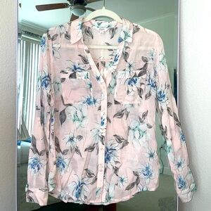 Candie’s Pink Floral Button Down Blouse